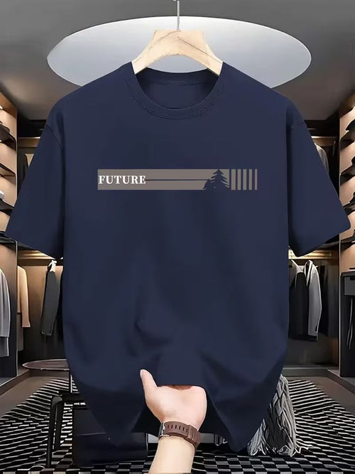 HMDN Wear Future Print Navy Blue T-Shirt for Men | Premium Cotton Tee