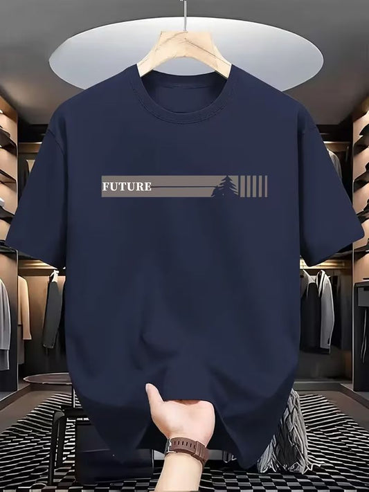 HMDN Wear Future Print Navy Blue T-Shirt for Men | Premium Cotton Tee