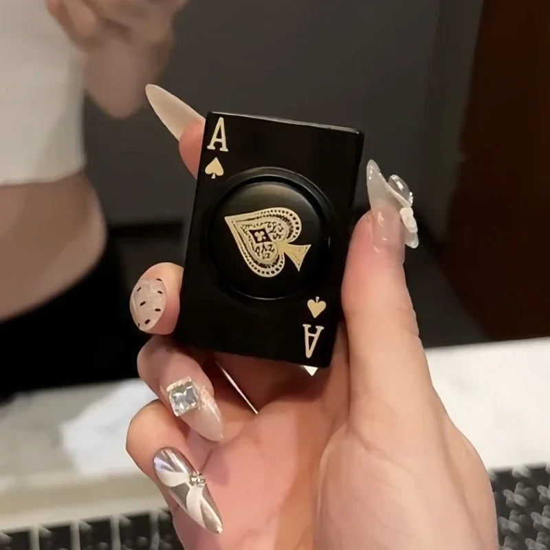 Windproof Butane Lighter Creative Playing Cards Ace of Spades Design Straight Metal Fun Toy for Men Smoking Accessories